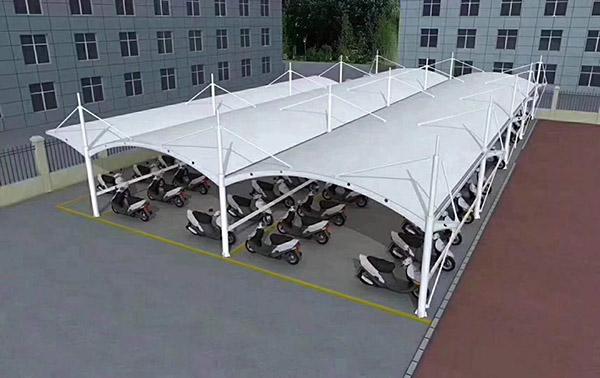 松原小区停车棚厂产品名称:膜结构停车雨篷产品规格:按照需求设计